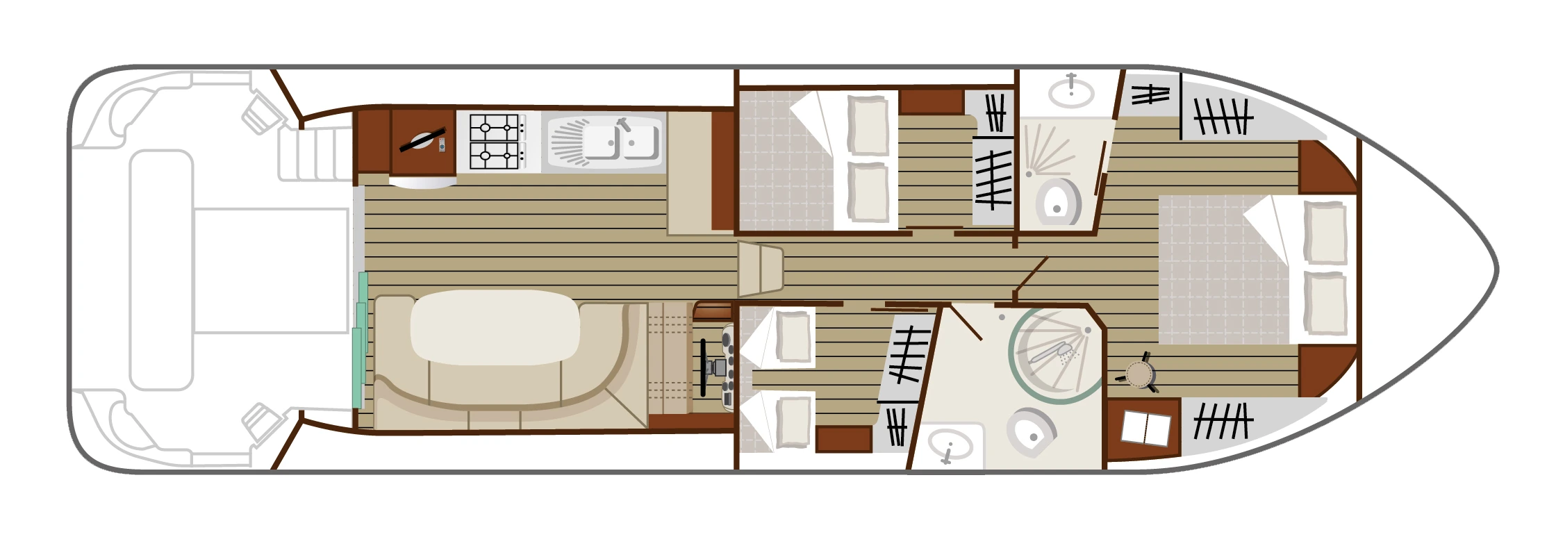 Layout of a license-free boat - Cruiser Premium 6/8 Pers.