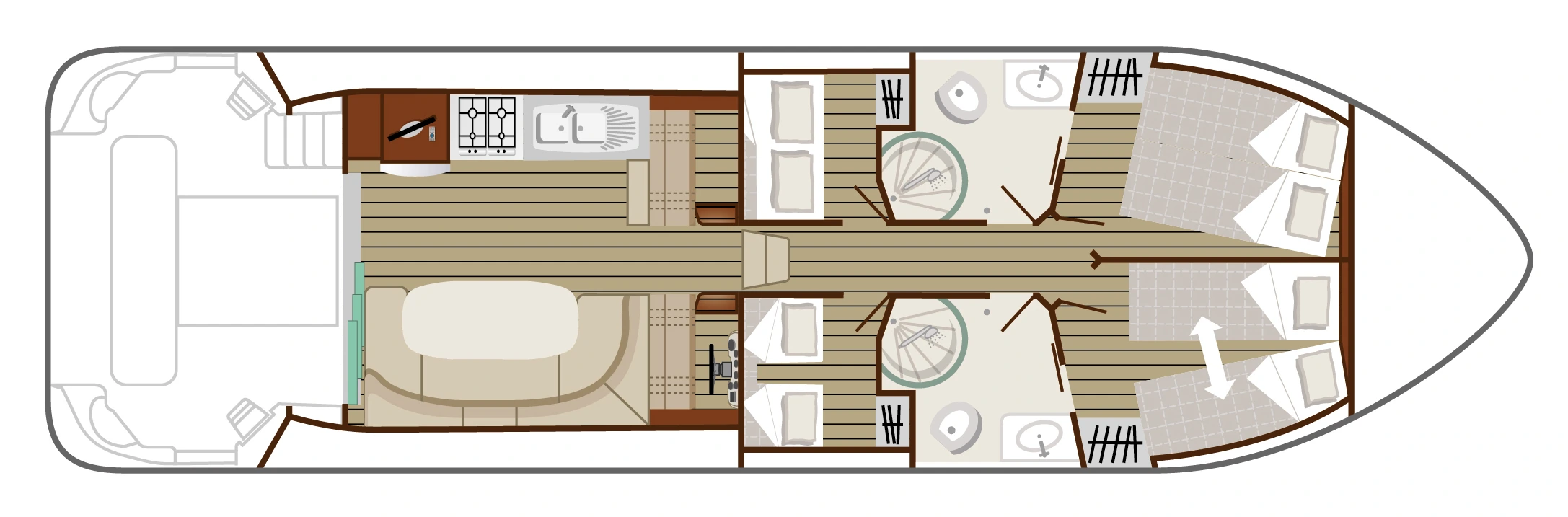 Layout of a license-free boat - Cruiser Premium 8/10 Pers.