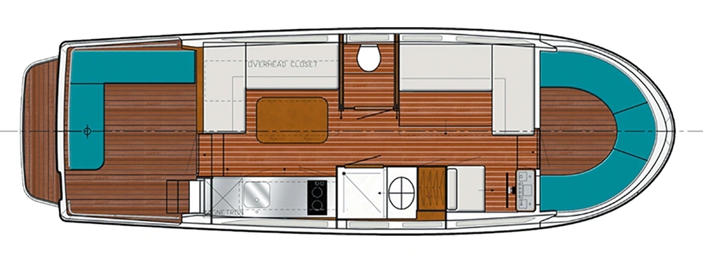 Grundriss des führerscheinfreien Bootes - Pénichette Premium 2/4 Pers.