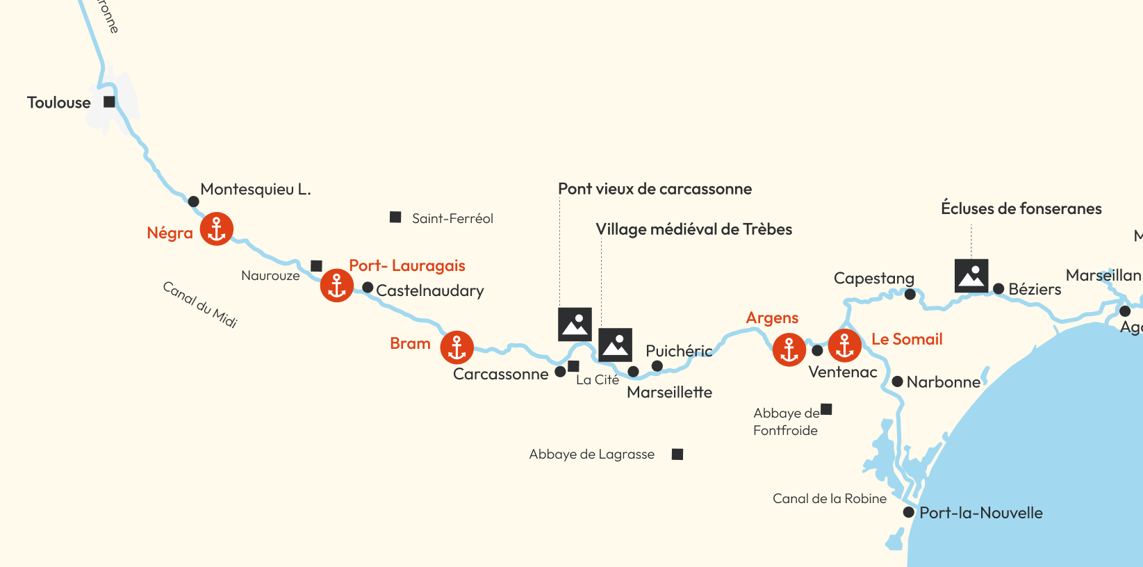 Carte canal du Midi